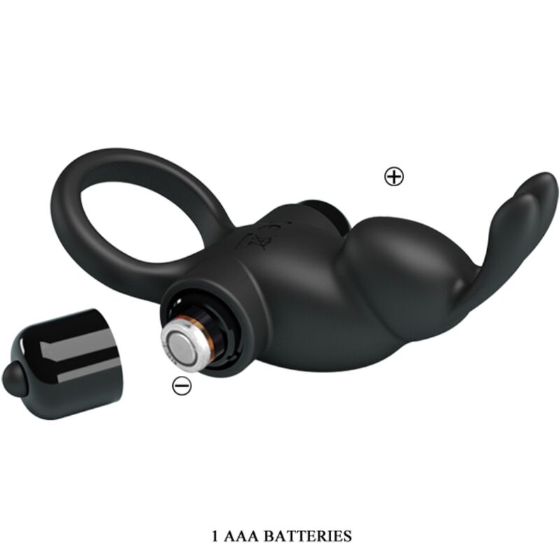 PRETTY LOVE - ANNEAU PÉNIEN VIBRANT STIMULATEUR CLITORIS RABBIT 10 MODES SILICONE NOIR