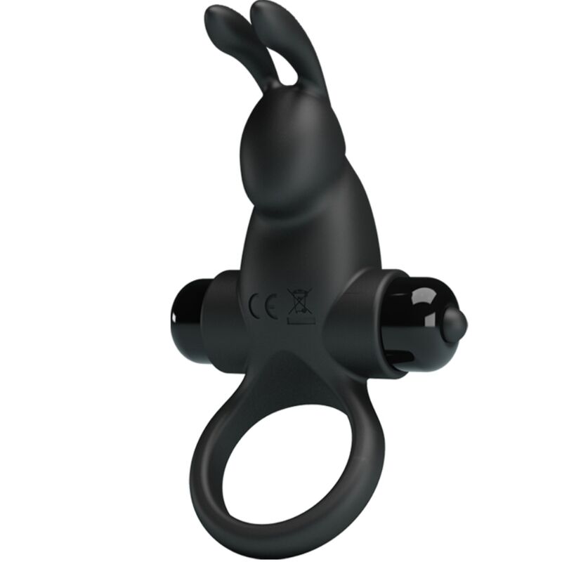 PRETTY LOVE - ANNEAU PÉNIEN VIBRANT STIMULATEUR CLITORIS RABBIT 10 MODES SILICONE NOIR