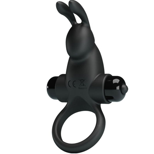 PRETTY LOVE - ANNEAU PÉNIEN VIBRANT STIMULATEUR CLITORIS RABBIT 10 MODES SILICONE NOIR