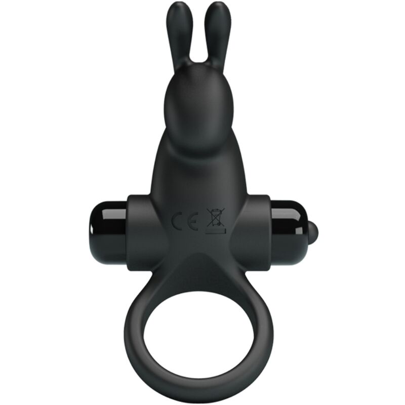 PRETTY LOVE - ANNEAU PÉNIEN VIBRANT STIMULATEUR CLITORIS RABBIT 10 MODES SILICONE NOIR