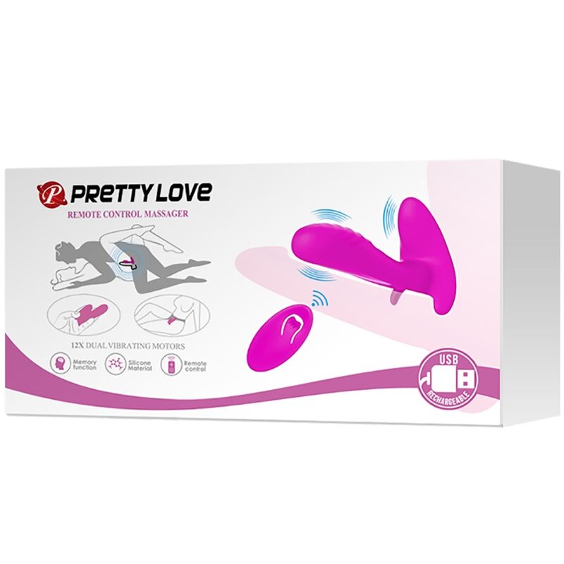 PRETTY LOVE - MASSEUR & VIBRATEUR 12 VIBRATIONS TÉLÉCOMMANDE VIOLET