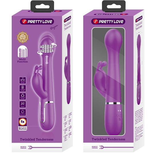 PRETTY LOVE - VIBRATEUR LAPIN MULTIFONCTION 3 EN 1 DEJON VIOLET