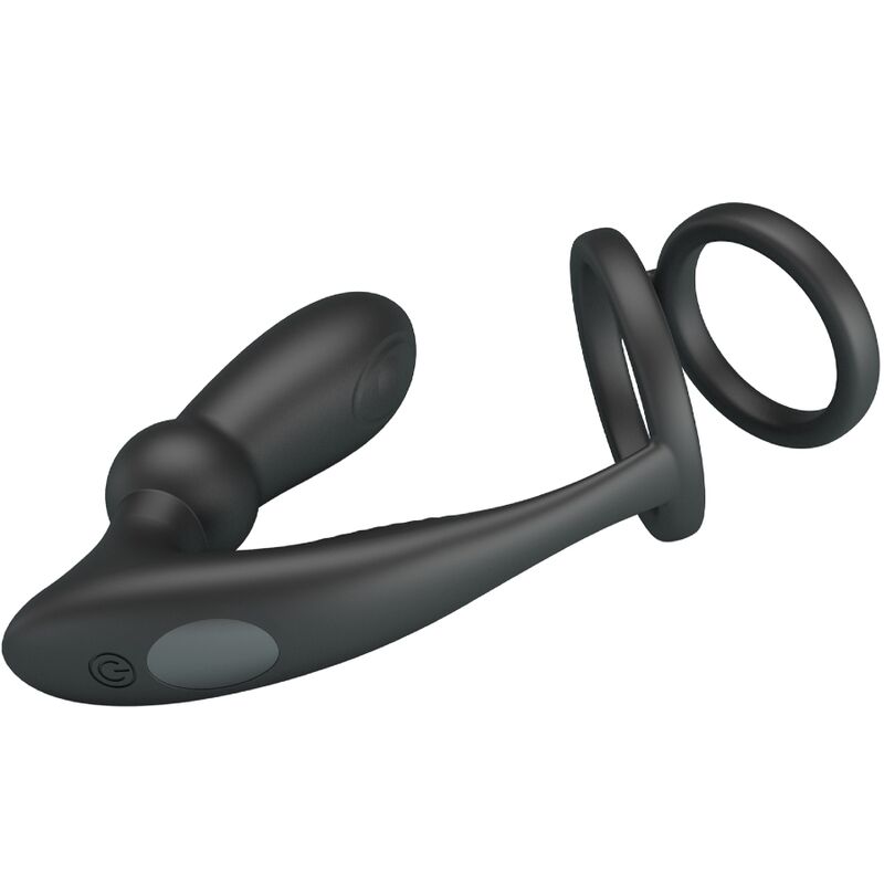 PRETTY LOVE - ANNEAU COCKRING EMONI + PLUG ANAL 12 VIBRATIONS NOIR