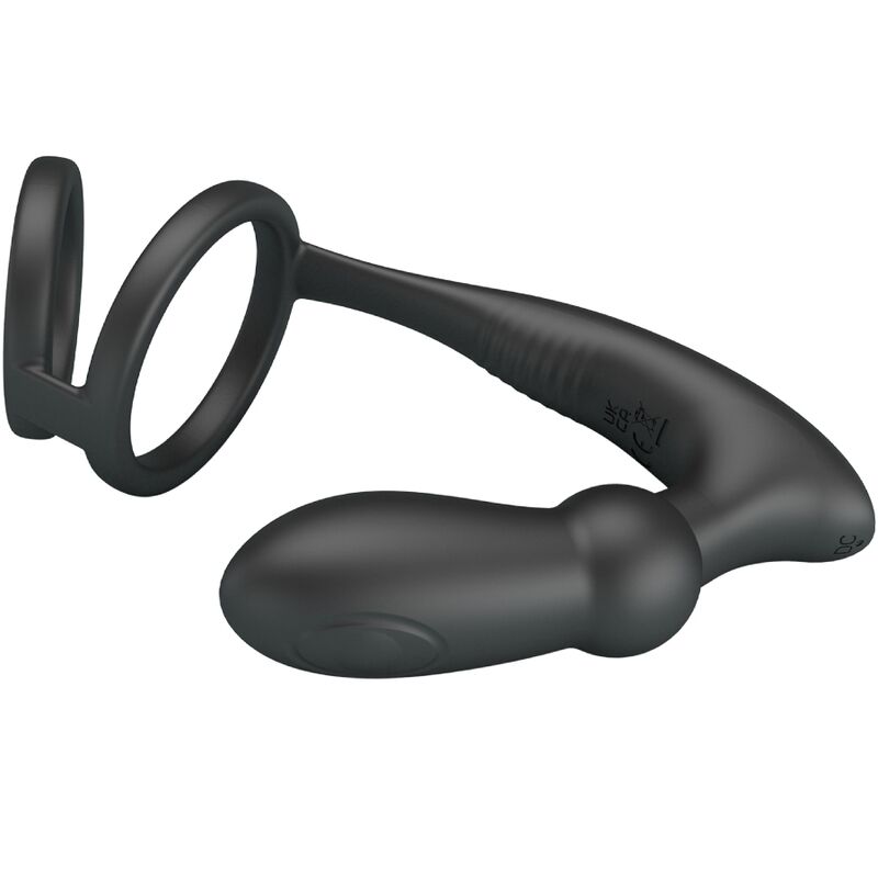 PRETTY LOVE - ANNEAU COCKRING EMONI + PLUG ANAL 12 VIBRATIONS NOIR