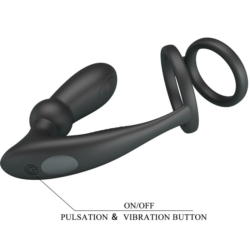 PRETTY LOVE - ANNEAU COCKRING EMONI + PLUG ANAL 12 VIBRATIONS NOIR