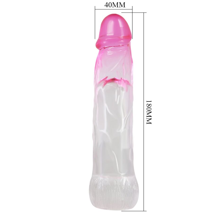 PRETTY LOVE - GAINE D'AGRANDISSEMENT RÉALISTE NERON +6 CM EXTENSEUR PÉNIS STRIÉ - ROSE