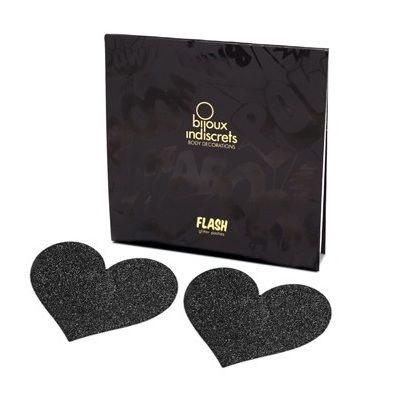 BIJOUX - INDISCRETS CACHE-TETONS COEUR NOIR-CACHE TETONS