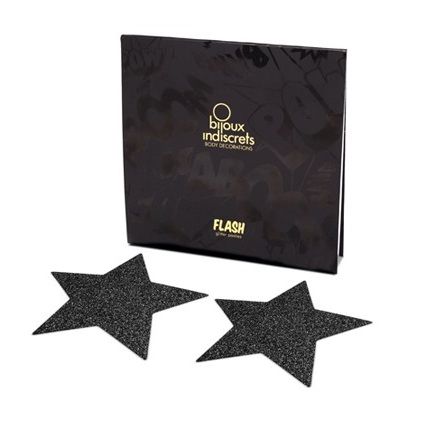 BIJOUX - INDISCRETS CACHE-TETONS NOIR STAR FLASH