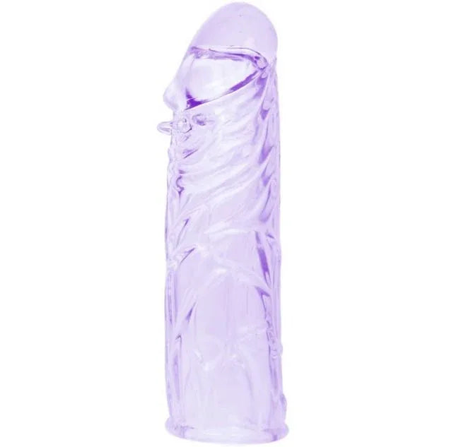 BAILE - GAINE EXTENSION PÉNIS SILICONE LILAS 13 CM NERVURÉE - Incandessens