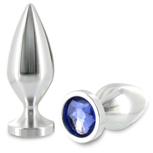 METAL HARD - PLUG ANAL EN ALUMINIUM POLI AVEC PIERRE EN VERRE 8.89CM