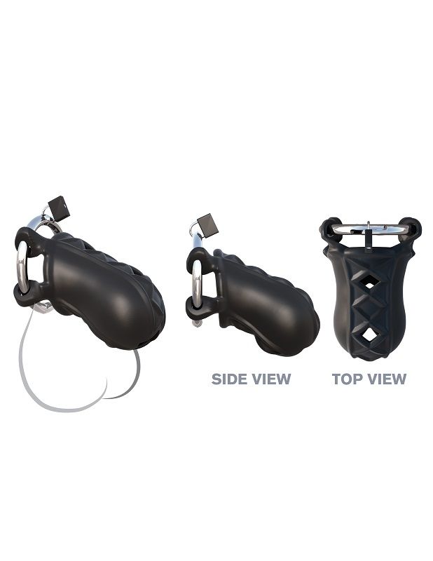 FANTASY C-RINGZ - CAGE CHASTETÉ SILICONE SENSUAL TOUCH ANNEAU ACIER AJUSTABLE CADENAS