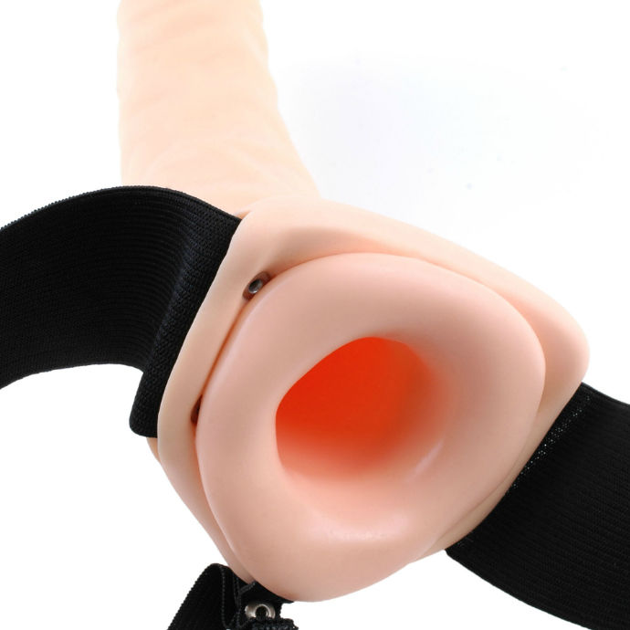 FETISH FANTASY - HARNAIS STRAP-ON GODE CREUX VIBRANT MULTI-VITESSES 20 CM Ø 5 CM MARRON