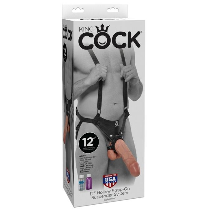 KING COCK – Gode ceinture creux 30,5 cm avec sangles – Chair