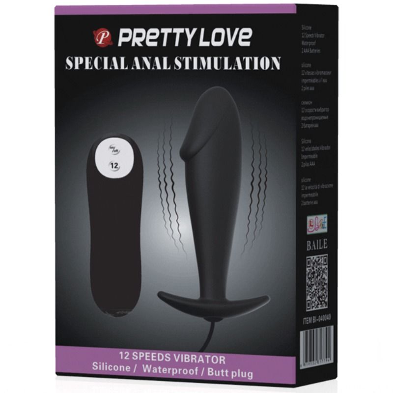 PRETTY LOVE - PLUG ANAL EN SILICONE FORME PÉNIS 12 MODES DE VIBRATION