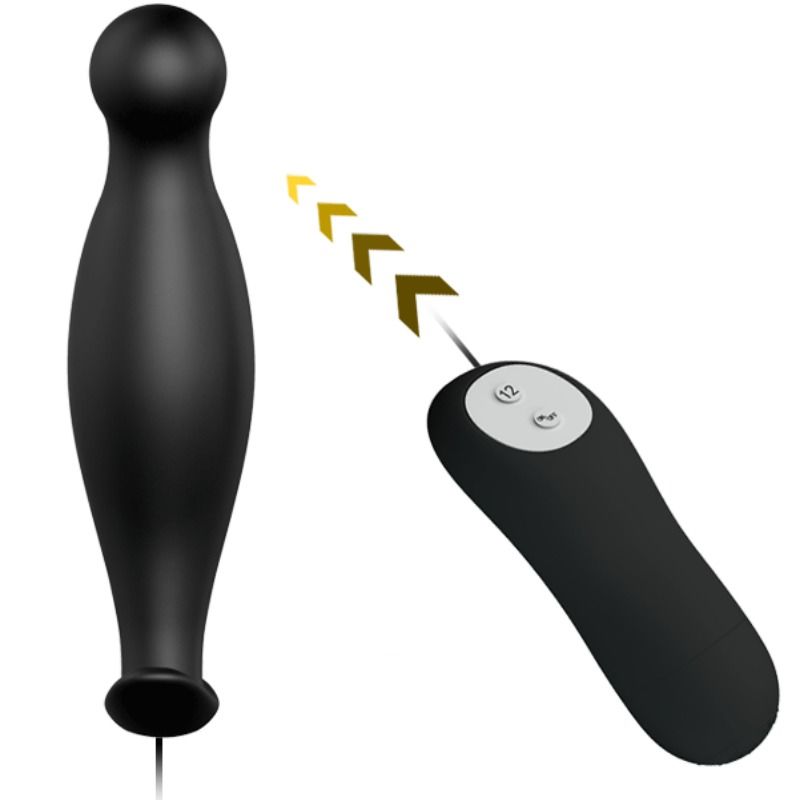 PRETTY LOVE - PLUG ANAL VIBRANT TÉLÉCOMMANDE SILICONE NOIR 12 MODES