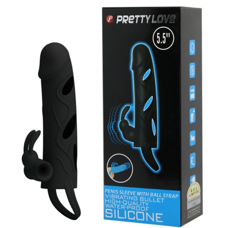 PRETTY LOVE - GAINE EXTENSION EN SILICONE AVEC VIBRATION 14 CM