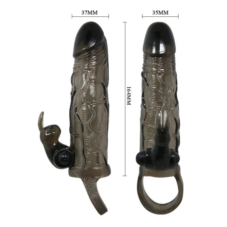 BAILE - COUVRE-PÉNIS BRAVE MAN AVEC LAPIN NOIR 16.5 CM - Incandessens