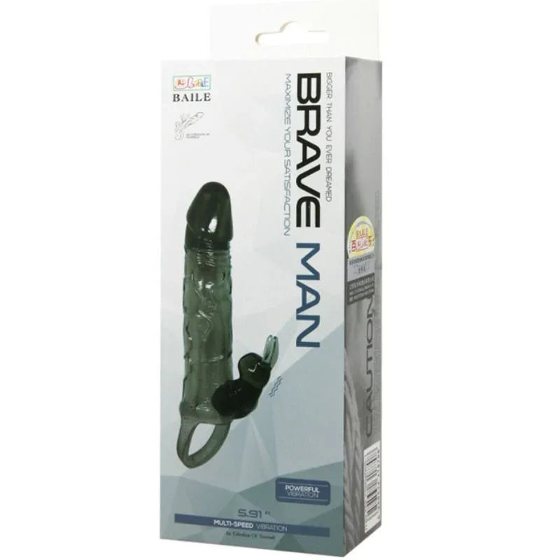 BAILE - COUVRE-PÉNIS BRAVE MAN AVEC LAPIN NOIR 16.5 CM - Incandessens