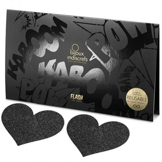 BIJOUX - INDISCRETS CACHE-TETONS COEUR NOIR-CACHE TETONS