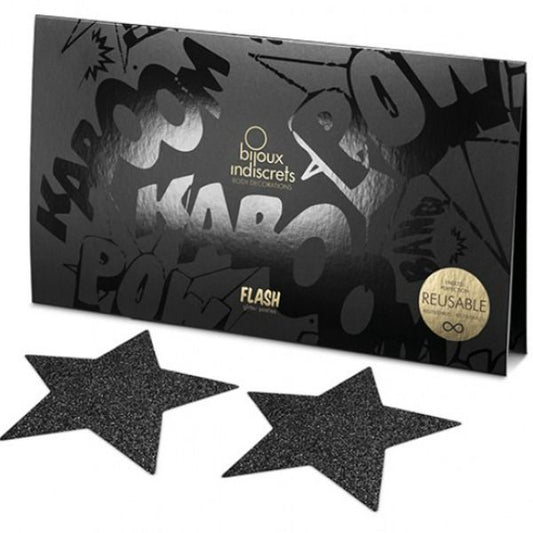 BIJOUX - INDISCRETS CACHE-TETONS NOIR STAR FLASH