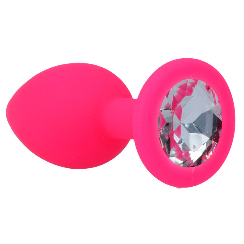 INTENSE - PLUG ANAL SHELKI SILICONE BASE DIAMANT FUCHSIA TAILLE S
