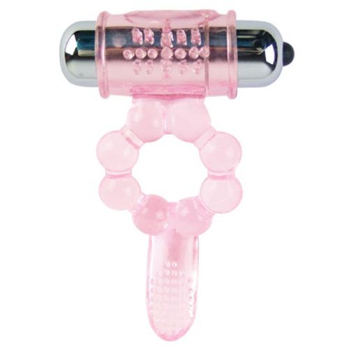 BAILE - ANNEAU PÉNIEN SILICONE 10 RYTHMES LANGUE VIBRATION ROSE DOUBLE STIMULATION