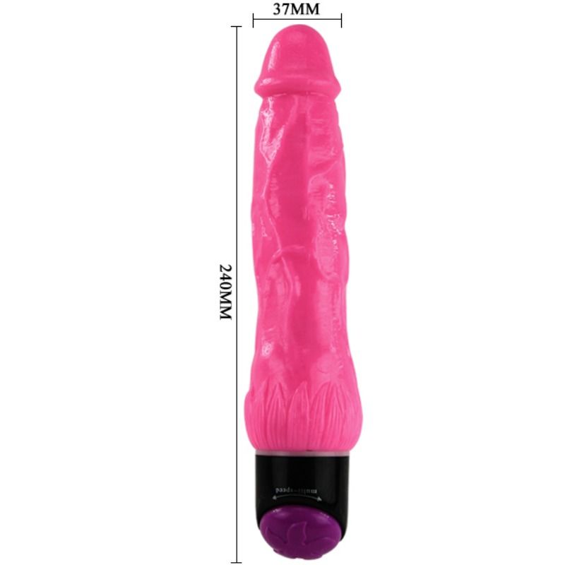 BAILE - VIBROMASSEUR RÉALISTE VEINÉ MULTI-VITESSES TPR ROSE 24 CM Ø 3,7 CM