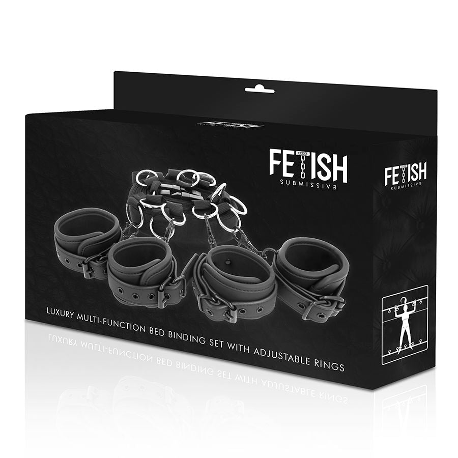 FETISH SUBMISSIVE - ENSEMBLE DE LIENS DE LIT DE LUXE AVEC DOUBLURE EN NEOPRÈNE