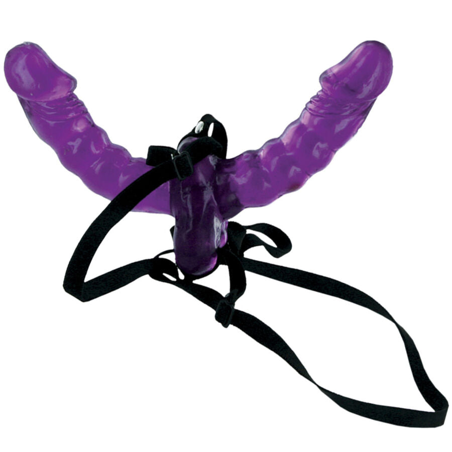 FETISH FANTASY SERIES – GODE DOUBLE AVEC CEINTURE ET HARNAIS AJUSTABLE
