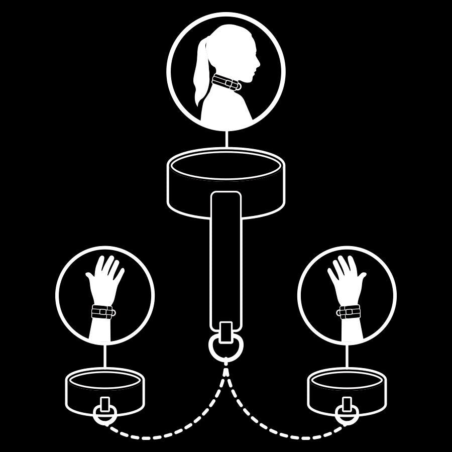 FETISH SUBMISSIVE - COLLIER ET MENOTTES EN CUIR VÉGAN AVEC DOUBLURE NEOPRÈNE
