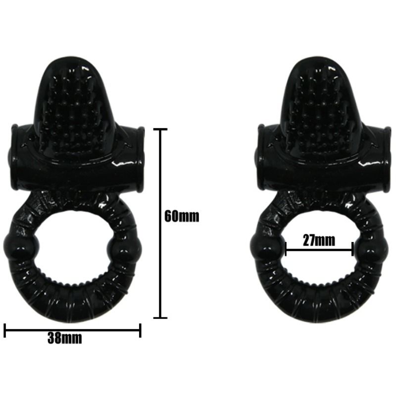 BAILE - SWEET RING ANNEAU VIBRANT AVEC LAPIN STIMULATEUR CLITORIS NOIR