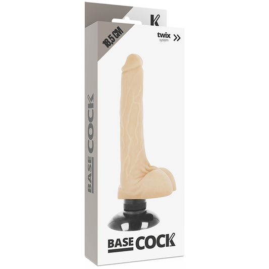BASECOCK - GODE VIBRANT VENTOUSE RÉALISTE 2-1  18.5 CM -O- 4 CM