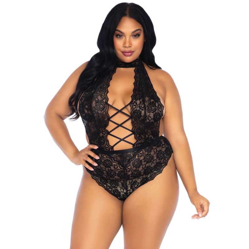 LEG AVENUE - BODY SANS CROTHLESS EN DENTELLE FLORALE TAILLE PLUS