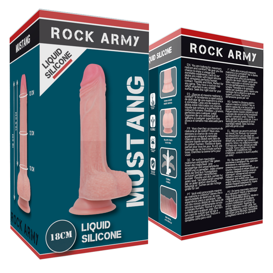 ROCKARMY - GODE EN SILICONE LIQUIDE PREMIUM MUSTANG RÉALISTE 18 CM -O- 4.14 CM