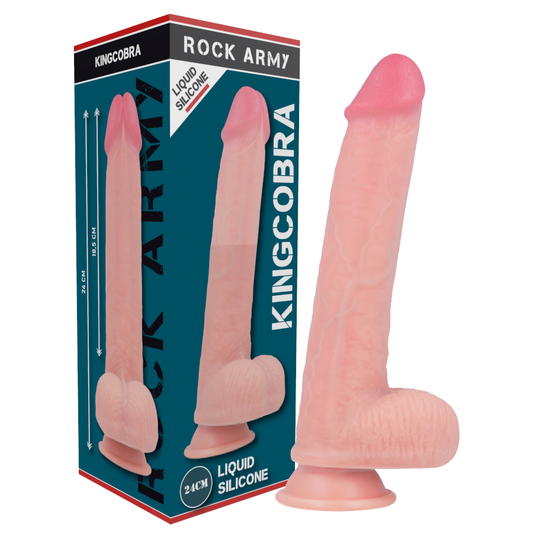 ROCKARMY - GODE EN SILICONE LIQUIDE PREMIUM KINGCOBRA RÉALISTE 24 CM -O- 4.77 CM