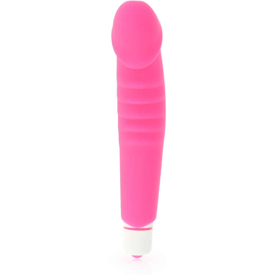 DOLCE VITA - VIBROMASSEUR RÉALISTE ROSE SILICONE 7 MODES HOUSSE AMOVIBLE 2 EN 1