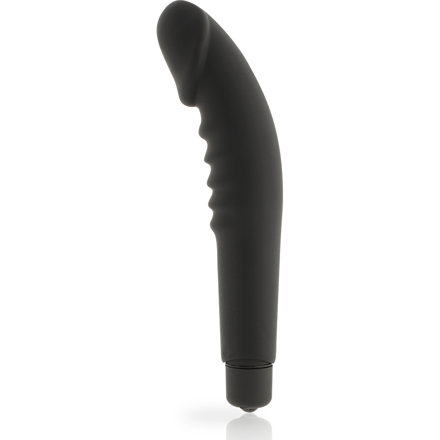 DOLCE VITA - VIBROMASSEUR RÉALISTE NOIR SILICONE 7 MODES HOUSSE AMOVIBLE 2 EN 1