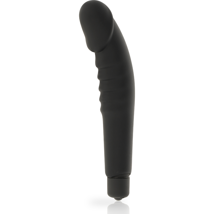 DOLCE VITA - VIBROMASSEUR RÉALISTE NOIR SILICONE 7 MODES HOUSSE AMOVIBLE 2 EN 1