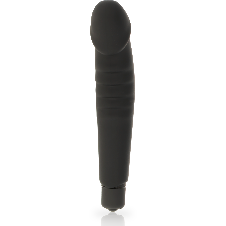 DOLCE VITA - VIBROMASSEUR RÉALISTE NOIR SILICONE 7 MODES HOUSSE AMOVIBLE 2 EN 1