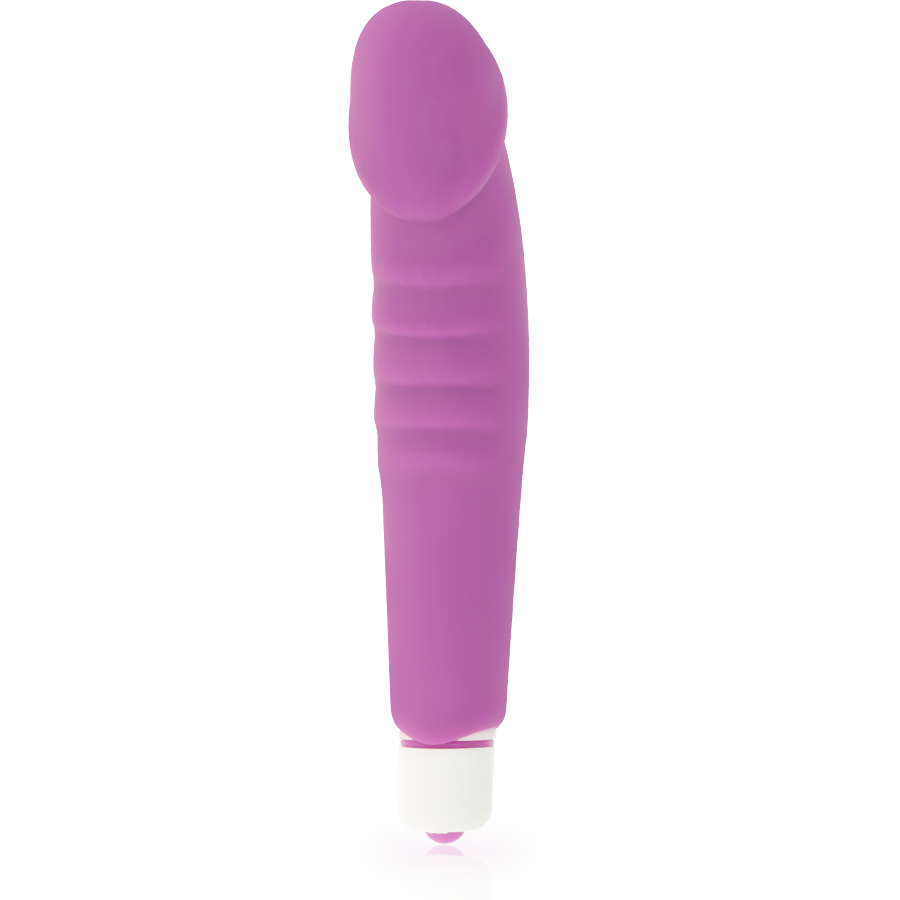 DOLCE VITA - VIBROMASSEUR RÉALISTE VIOLET SILICONE 7 MODES HOUSSE AMOVIBLE 2 EN 1