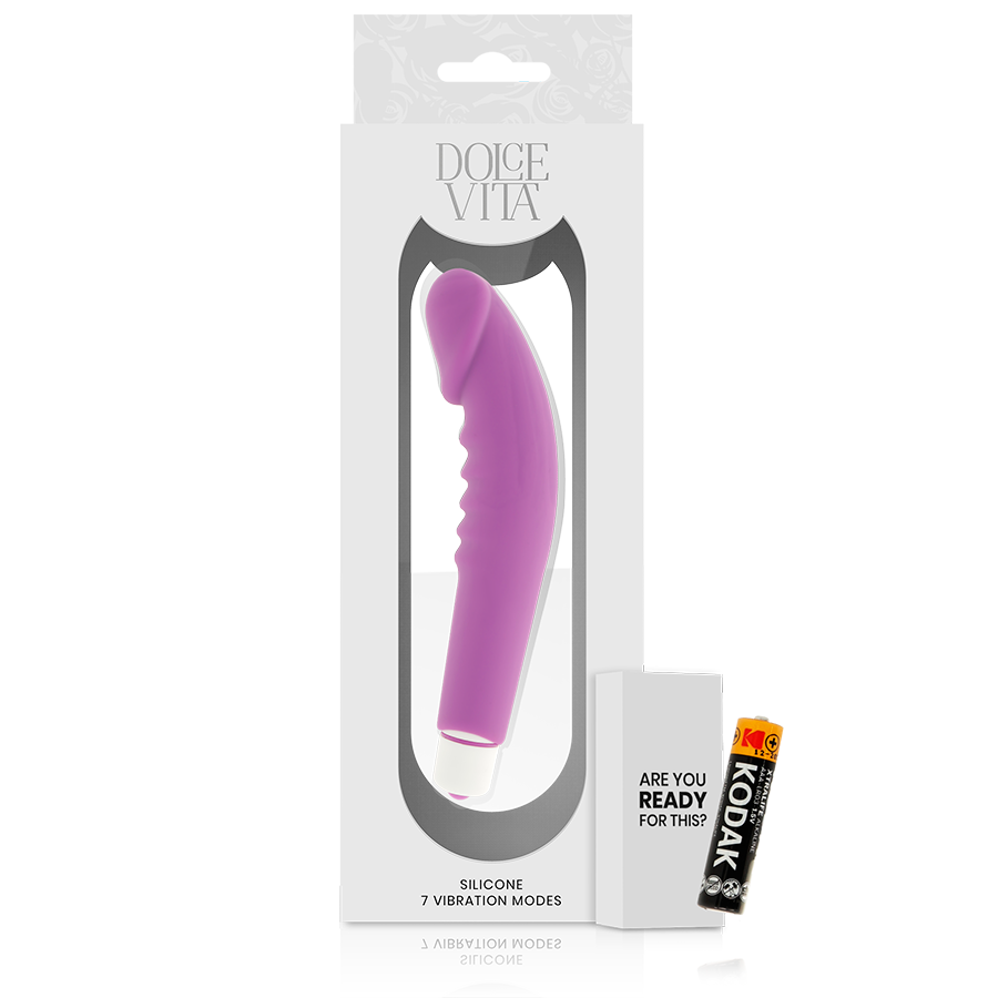 DOLCE VITA - VIBROMASSEUR RÉALISTE VIOLET SILICONE 7 MODES HOUSSE AMOVIBLE 2 EN 1