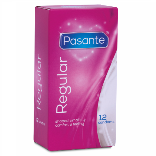 PASANTE PRÉSERVATIFS RÉGULIERS NATURELS 12 UNITÉS LATEX TÉTINE 54MM