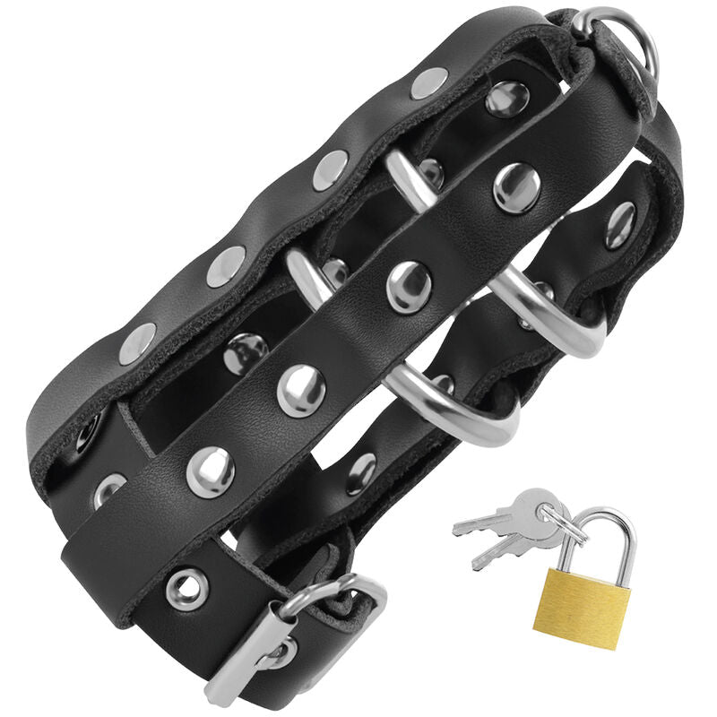 DARKNESS - CAGE DE CHASTETÉ EN CUIR VÉGAN AVEC SERRURE - BDSM FÉTICHISME