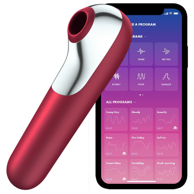 SATISFYER - DUAL LOVE AVEC AIR PULSÉ ROUGE
