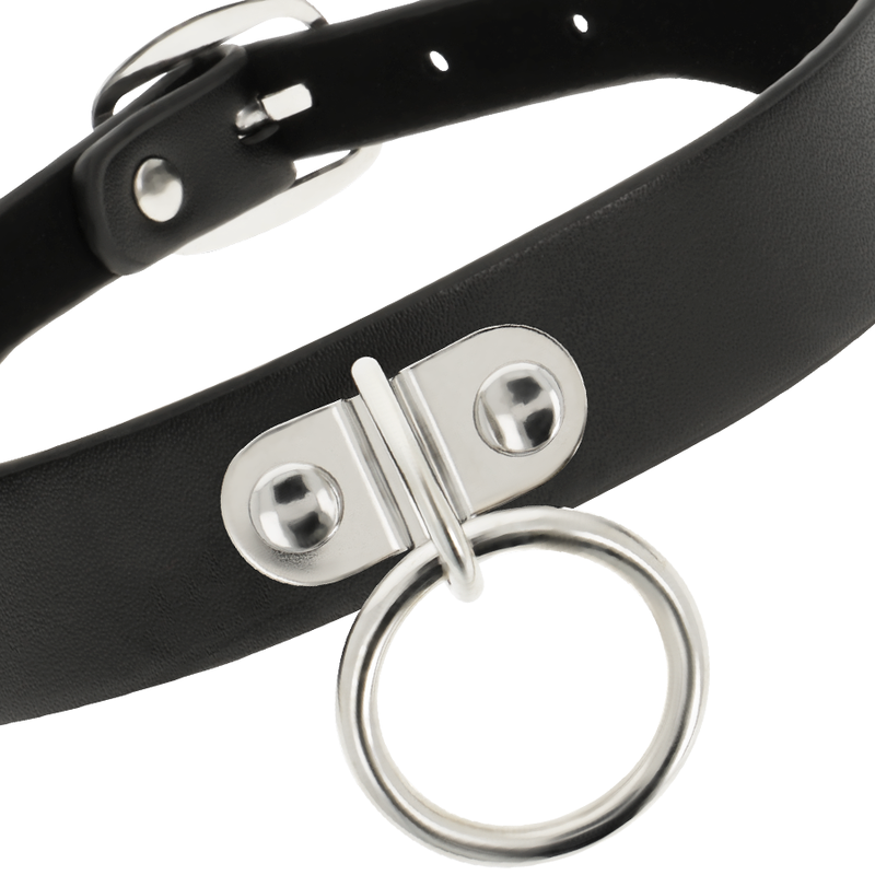 COQUETTE - COLLIER CUIR VEGAN NOIR FÉTICHISTE TOUR COU BDSM FEMME