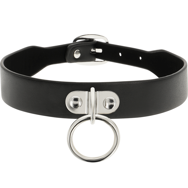COQUETTE - COLLIER CUIR VEGAN NOIR FÉTICHISTE TOUR COU BDSM FEMME