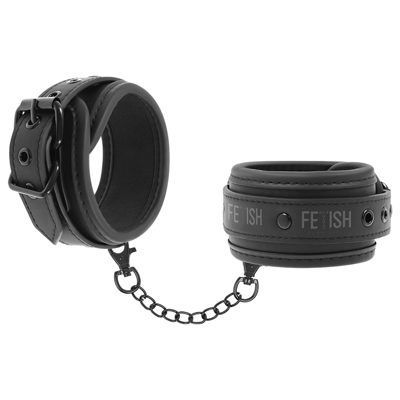 FETISH SUBMISSIVE - MENOTTES EN CUIR VÉGÉTALIEN AVEC DOUBLURE EN NEOPRÈNE