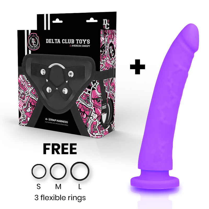 DELTA CLUB - HARNAIS GODE CEINTURE SILICONE VIOLET 20 CM STRAP-ON RÉALISTE