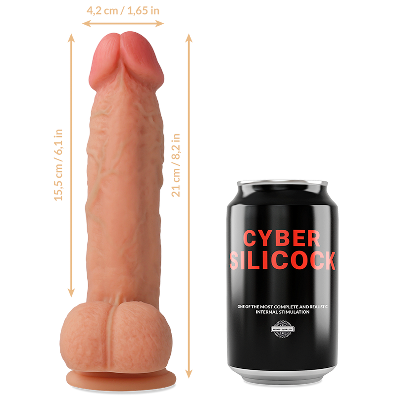 CYBER SILICOCK - HARNAIS STRAP-ON SAUL GODE RÉALISTE SILICONE 15,5 CM + 3 ANNEAUX